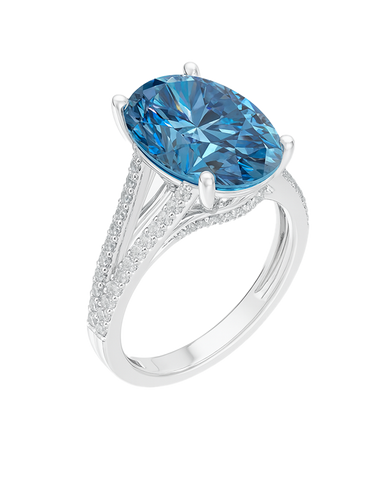 Blue Topaz - 14ct White Gold Blue Topaz and Diamond Cocktail Ring - 790260