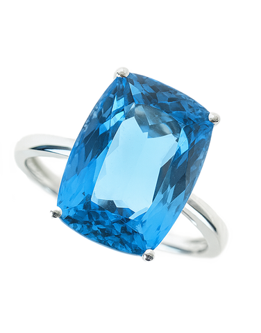Blue Topaz - 14ct White Gold Blue Topaz Cocktail Ring - 790330