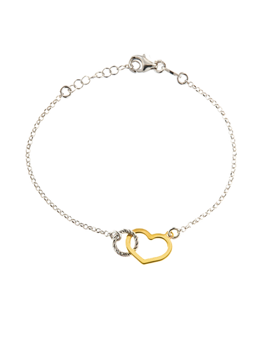 Mode d'Amelie - Sterling Silver and Yellow Tone Heart Bracelet - 790359