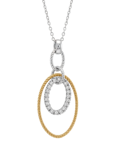 Mode d'Amelie - Sterling Silver & Gold Tone Cubic Zirconia Necklet - 790365