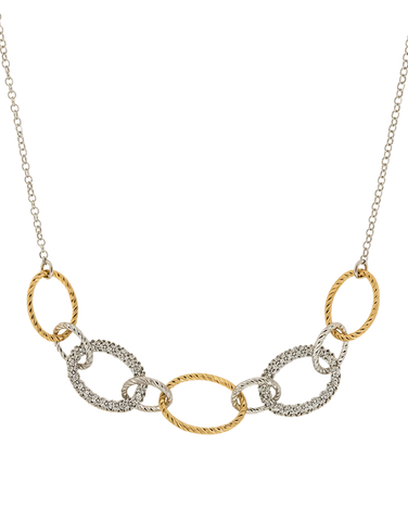 Mode d'Amelie - Sterling Silver & Gold Tone Cubic Zirconia Necklet - 790370