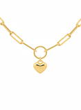 Gold Chain - 10ct Yellow Gold 47.7cm Paper Clip Chain with Heart - 790407