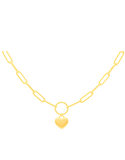 Gold Chain - 10ct Yellow Gold 47.7cm Paper Clip Chain with Heart - 790407