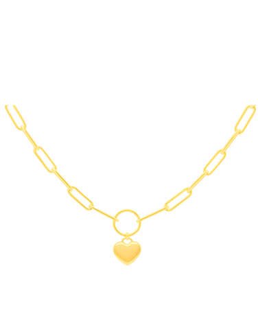 Gold Chain - 10ct Yellow Gold 47.7cm Paper Clip Chain with Heart - 790407
