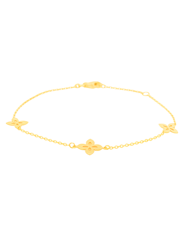 Gold Bracelet - 10ct Yellow Gold 19cm Open Clover  Bracelet - 790412