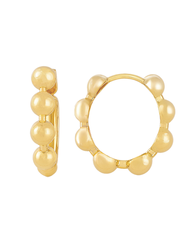 Gold Earrings - 10ct Yellow Gold 18mm Round Bead Hoop Earrings - 790430