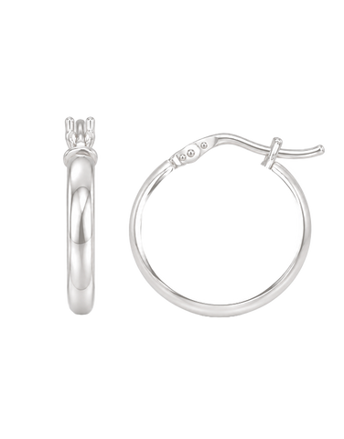 Sterling Silver Jewellery - Sterling Silver Half Round Hoop Earrings - 791256