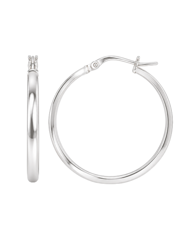 Sterling Silver Jewellery - Sterling Silver Half Round Hoop Earrings - 791260