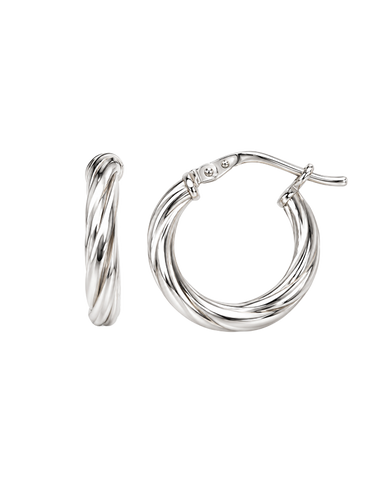 Sterling Silver Jewellery - Sterling Silver Twist Hoop Earrings - 791263