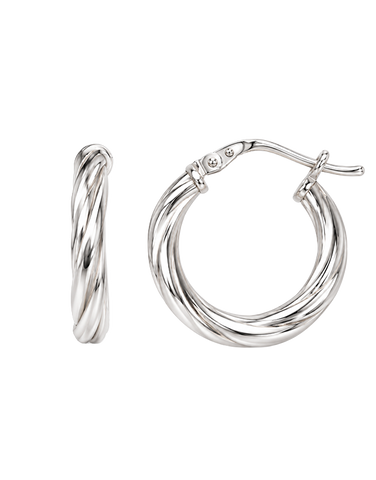 Sterling Silver Jewellery - Sterling Silver Twist Hoop Earrings - 791264