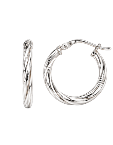 Sterling Silver Jewellery - Sterling Silver Twist Hoop Earrings - 791265