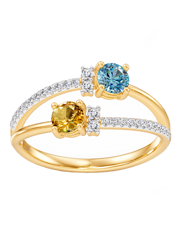 Blue Topaz and Citrine Ring - 10ct Yellow Gold Blue Topaz Citrine & Diamond Set Ring - 791417