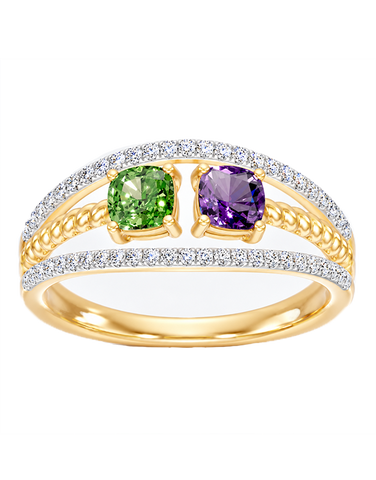 Amethyst & Peridot Ring - 10ct Yellow Gold Amethyst Peridot & Diamond Set Ring - 791418