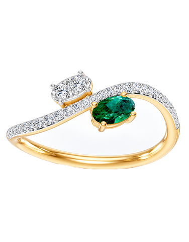 Emerald Ring - 10ct Yellow Gold Natural Emerald & Diamond Ring - 791419
