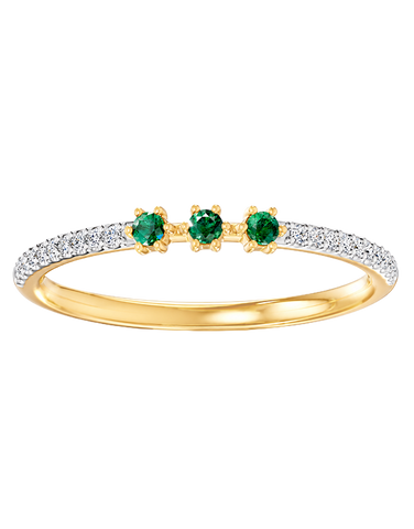 Emerald Ring - 10ct Yellow Gold Natural Emerald & Diamond Ring - 791423