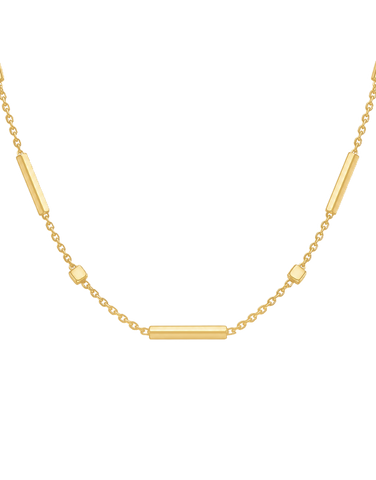 Gold Necklace - 10ct Yellow Gold 48cm Station Bar Necklace - 791432