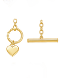 Gold Necklace - 10ct Yellow Gold 45cm T Bar Toggle Necklet with Heart - 791435