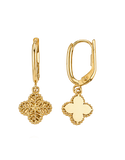 Gold Earrings - 10ct Yellow Gold Drop Earrings with Clovers - 791438