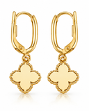 Gold Earrings - 10ct Yellow Gold Drop Earrings with Clovers - 791438