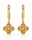 Gold Earrings - 10ct Yellow Gold Drop Earrings with Clovers - 791438