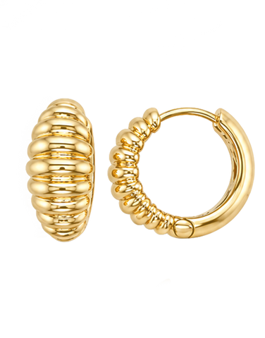 Gold Earrings - 10ct Yellow Gold Croissant Huggie Earrings - 791439