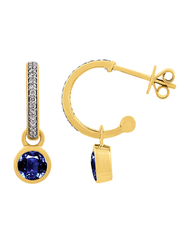 Sapphire Earrings - 10ct Yellow Gold Blue Sapphire & Diamond Earrings - 786272