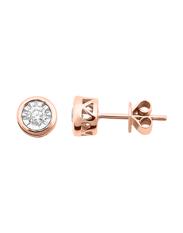Diamond Earrings - 10ct Rose Gold Diamond Set Stud Earrings - 784513