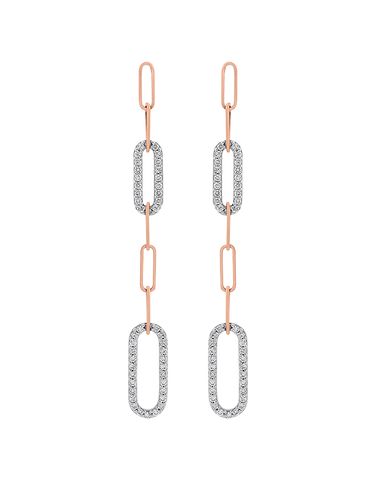 Diamond Earrings - 10ct Yellow Gold Diamond Set Paperclip Drop Earrings - 786302