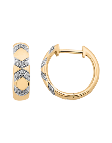 Diamond Earrings - 10ct Yellow Gold Diamond Set Hoop Earrings - 786245