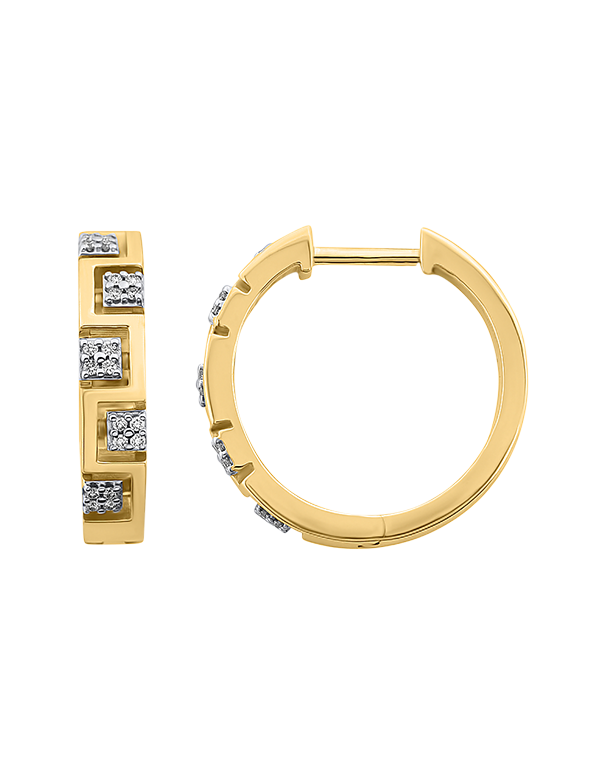 Diamond Earrings - 10ct Yellow Gold Diamond Set Hoop Earrings - 786246