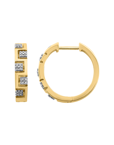 Diamond Earrings - 10ct Yellow Gold Diamond Set Hoop Earrings - 786246