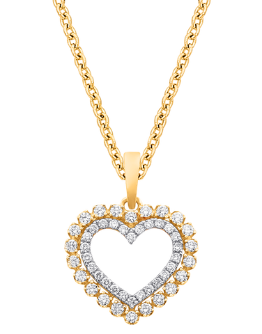 Diamond Pendant - 10ct Yellow Gold Diamond Set Heart Pendant - 786223