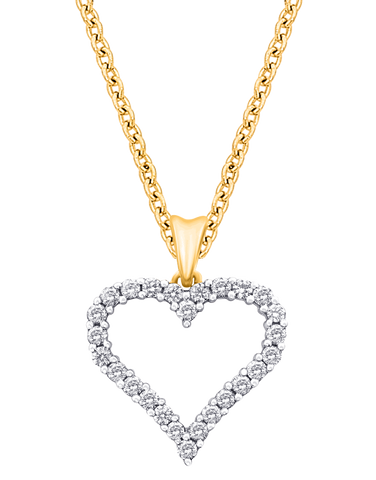Diamond Pendant - 10ct Yellow Gold Diamond Set Heart Pendant - 786225