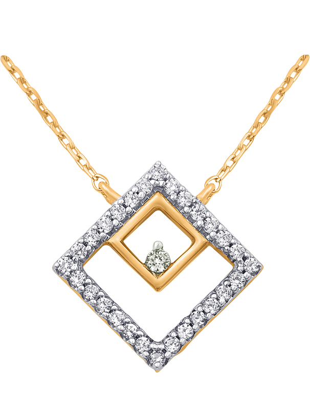 Diamond Pendant -10ct Yellow Gold Diamond Set Pendant With 45cm Chain - 786220