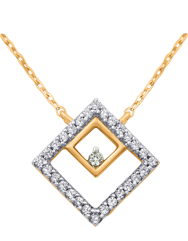 Diamond Pendant -10ct Yellow Gold Diamond Set Pendant With 45cm Chain - 786220