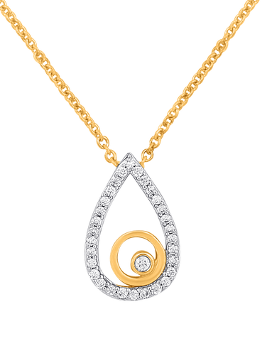Diamond Pendant - 10ct Yellow Gold Diamond Set Pear Shape Pendant With 45cm Chain - 786218