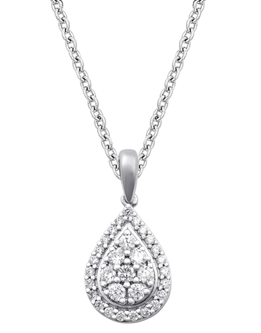 Diamond Pendant - 14ct White Gold Diamond Set Pear Shape Pendant - 785004