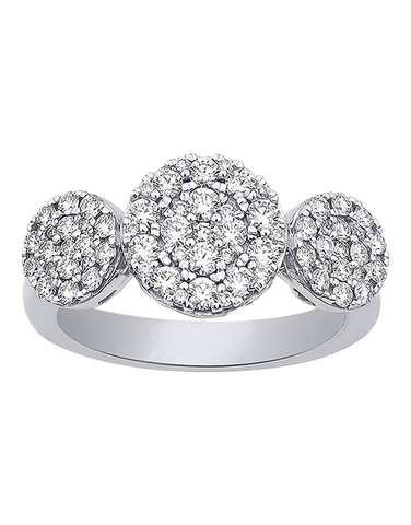 Diamond Ring - 10ct White Gold Diamond Set Trio Dress Ring - 784081