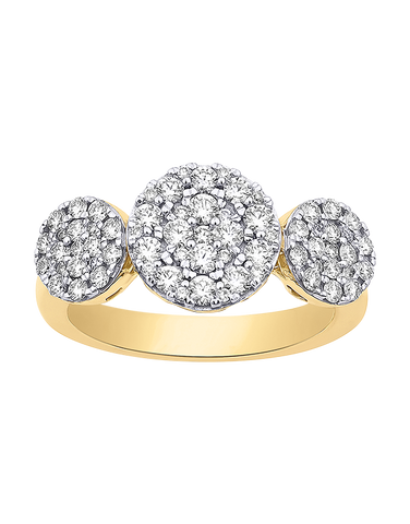 Diamond Ring - 10ct Yellow Gold Diamond Set Trio Dress Ring - 784080