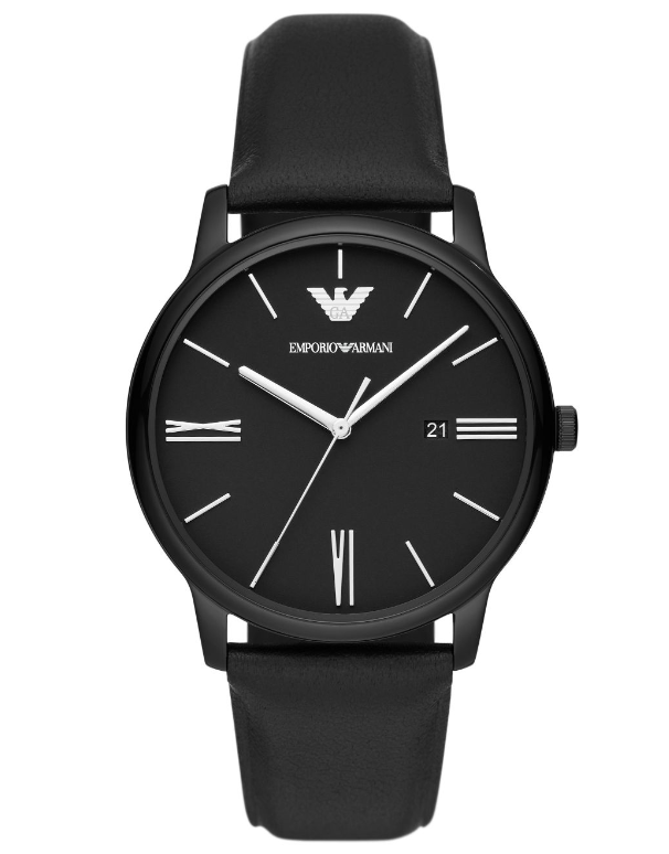 Emporio Armani - Three-Hand Date Black Leather Watch - AR11573 - 787760