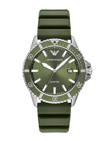 Emporio Armani- World Explorer Three-Hand Date Green Silicone Watch-AR11638-789080