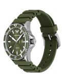 Emporio Armani- World Explorer Three-Hand Date Green Silicone Watch-AR11638-789080