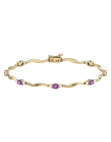 Amethyst Bracelet - 10ct Yellow Gold Amethyst & Diamond Bracelet - 787941