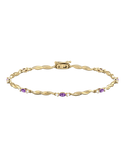 Amethyst Bracelet - 10ct Yellow Gold Amethyst & Diamond Bracelet - 787944