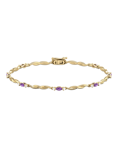 Amethyst Bracelet - 10ct Yellow Gold Amethyst & Diamond Bracelet - 787944