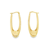 Gold Earrings - 10ct Yellow Gold Diamond Cut Oval Hoop Earrings - 783999