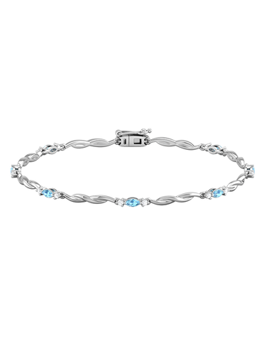 Blue Topaz Bracelet - 10ct White Gold Blue Topaz & Diamond Bracelet - 787943