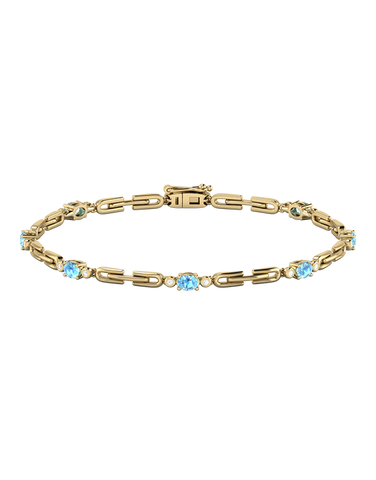 Blue Topaz Bracelet - 10ct Yellow Gold Blue Topaz & Diamond Bracelet - 787946