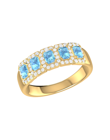 Blue Topaz Ring - 10ct Yellow Gold Blue Topaz & Diamond Ring - 787950