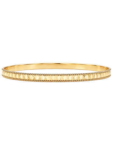 Gold Bangle - 10ct Yellow Gold 4mm Milled Edge Faceted Centre Bangle - 791354